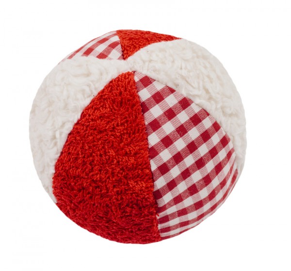 Efie Rassel Ball klein, weiß/rot, kontrolliert biologischer Anbau (organic), Made in Germany