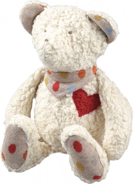 Efie Spiel & Kuscheltier Teddy mit Herz, kontrolliert biologischer Anbau (organic), Made in Germany