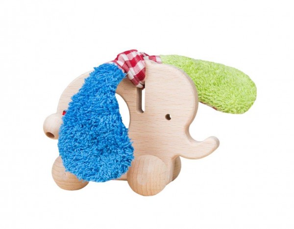 Efie Elefant blau/grün mit Rollen, Made in Germany