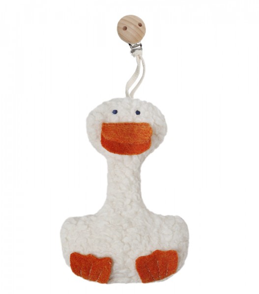 Efie Clip -Comic Ente mit Rassel, kontrolliert biologischer Anbau (organic), Made in Germany