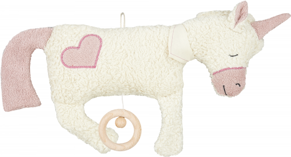Efie Spieluhr Einhorn, Herz Applikation, kontrolliert biologischer Anbau (organic), Made in Germany